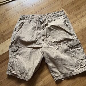 Wrangler Cargo Shorts Mens 34 Tan Khaki Utility Cotton Casual Work Outdoor 10"